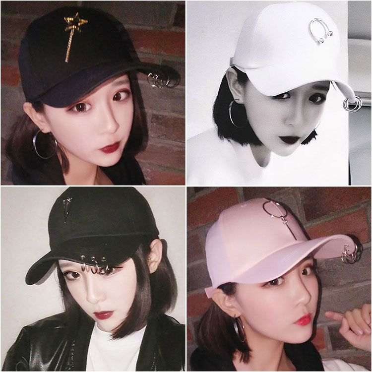 New hat female Korean fashion baseball cap cap cap cap female spring and summer iron ring baseball cap student versatile men and women