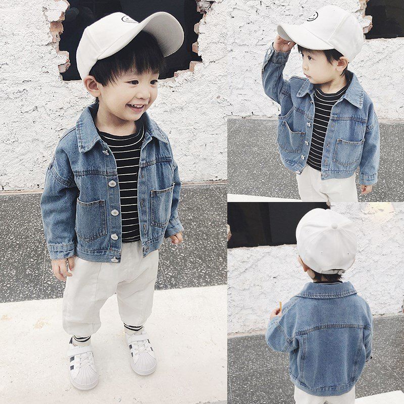Boys' denim coat spring 2020 new Korean baby foreign style jacket infant solid color versatile top