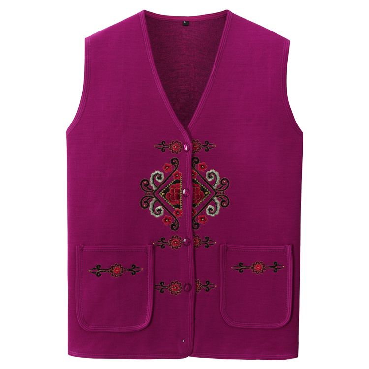 Elderly waistcoat women's spring and autumn thin sweater, old lady's shoulder length, grandma's sweater, cardigan, mother's vest, coat