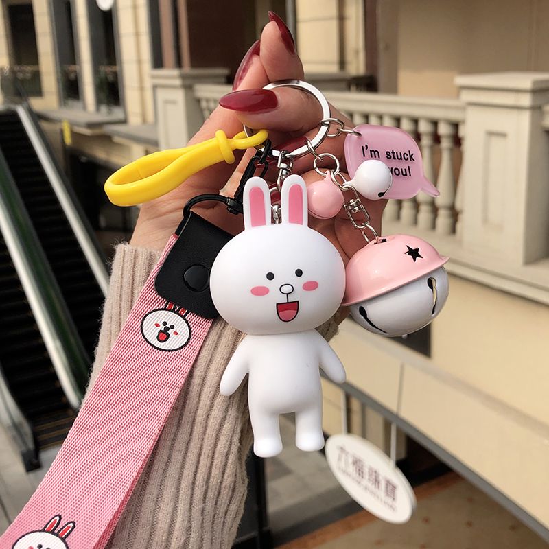 可愛小熊鑰匙扣女韓國創意卡通公仔情侶掛件汽車鑰匙鏈女包掛件-妮妮百貨