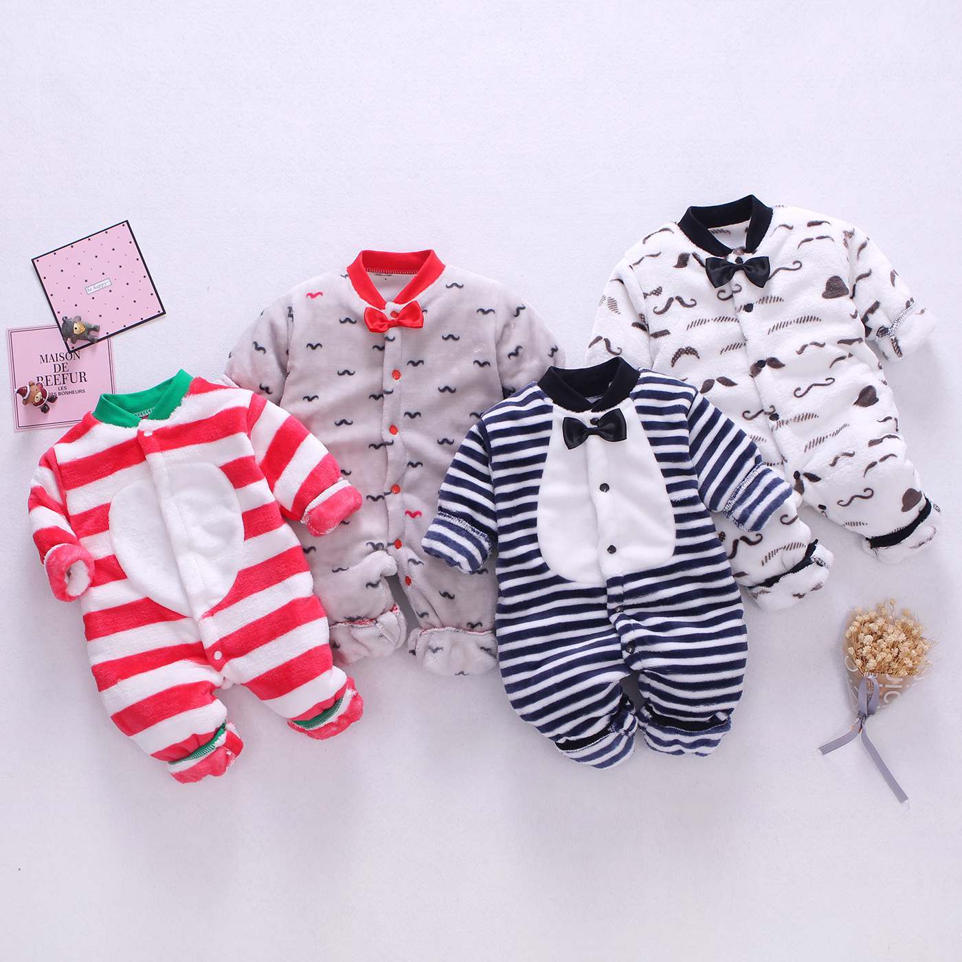 Baby's one piece clothes, newborn climbing clothes, spring and autumn pajamas, 0 baby's rompers, autumn and winter 3, warm underwear, 6 months, 12 months