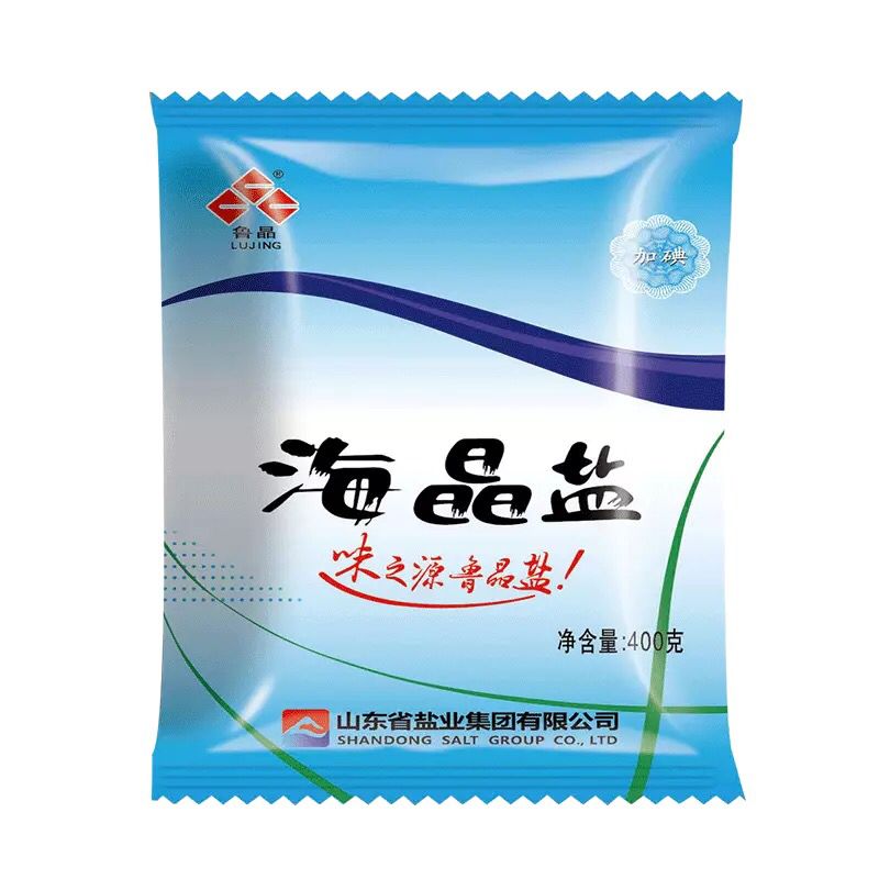 【加碘未加碘可选】鲁晶食用盐海晶盐海盐400克 6/12袋无抗结剂