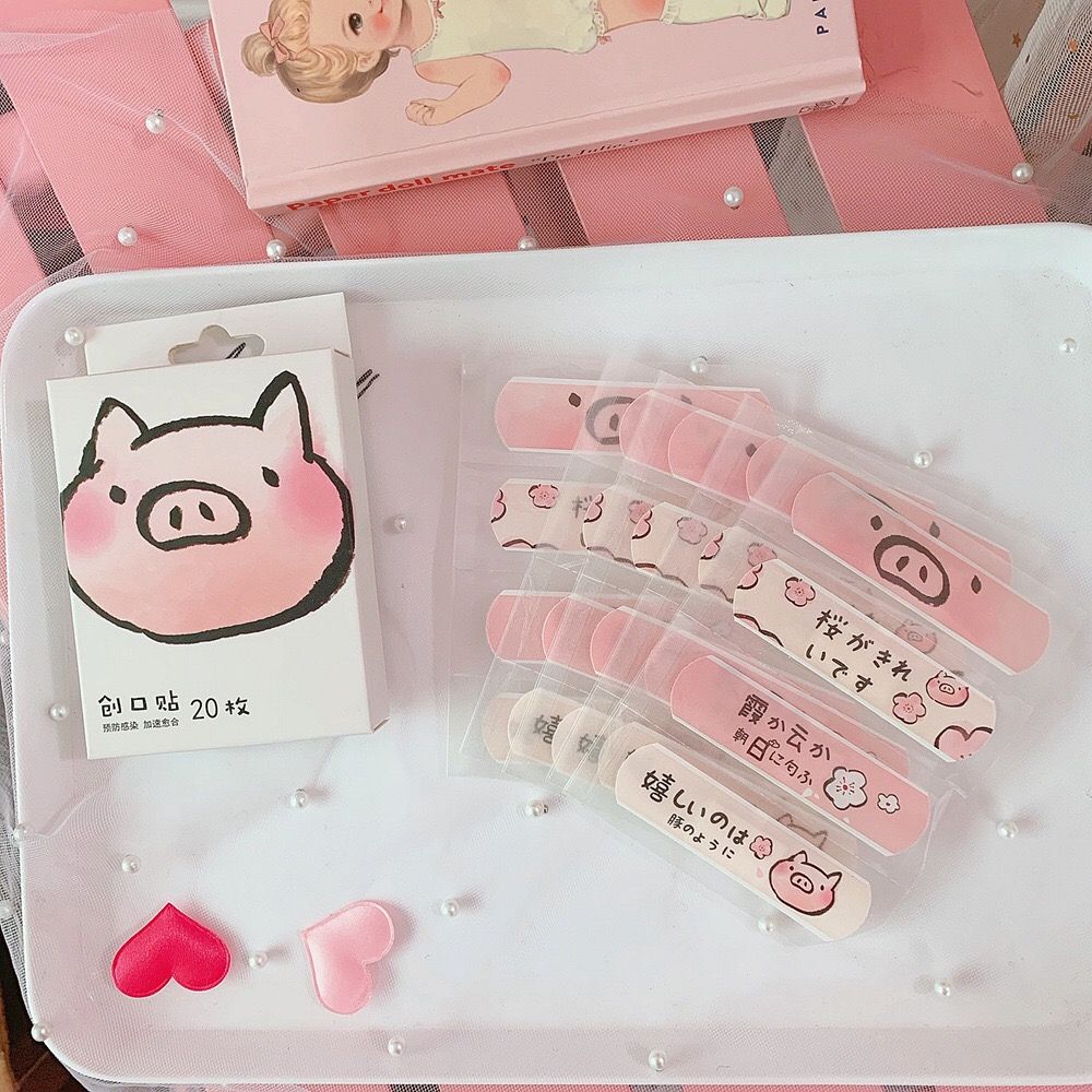 Band aid adorable cute pig Cherry Blossom Korea waterproof and breathable girl hemostasis patch OK jumping pig stick anti abrasion foot stick