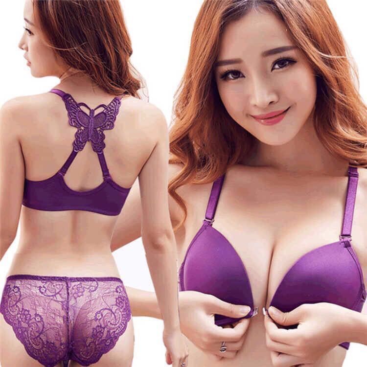 [single piece / suit] butterfly front buckle back close bra underwear female sexy small chest adjustment bra