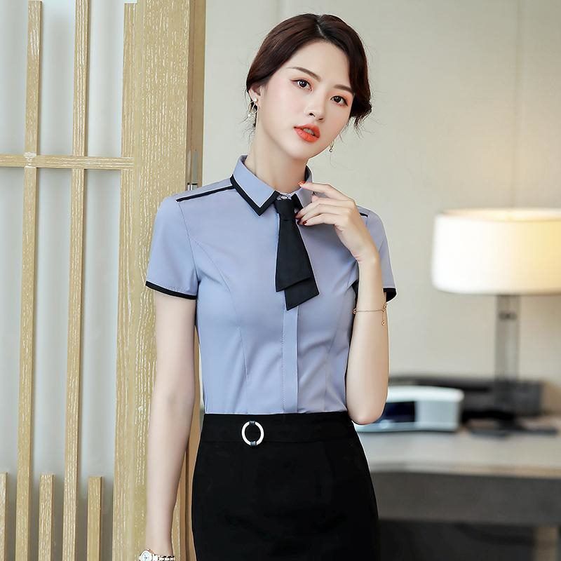白襯衫女短袖2023夏裝新款職業裝時尚上衣工裝韓版襯衣正裝工作服