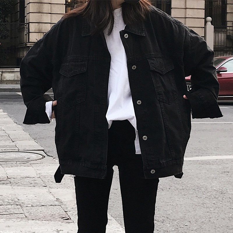 Denim coat girl 2020 spring and Autumn New Korean student loose black versatile Denim Short top fashion