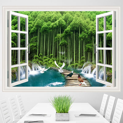 3d立体假窗户墙贴仿真装饰画卧室客厅餐厅背景墙贴画自粘风景壁画