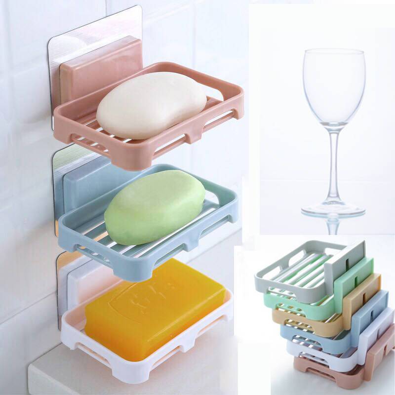 Bathroom soap box suction cup soap box drain soap rack double-layer drain rack free punching soap box