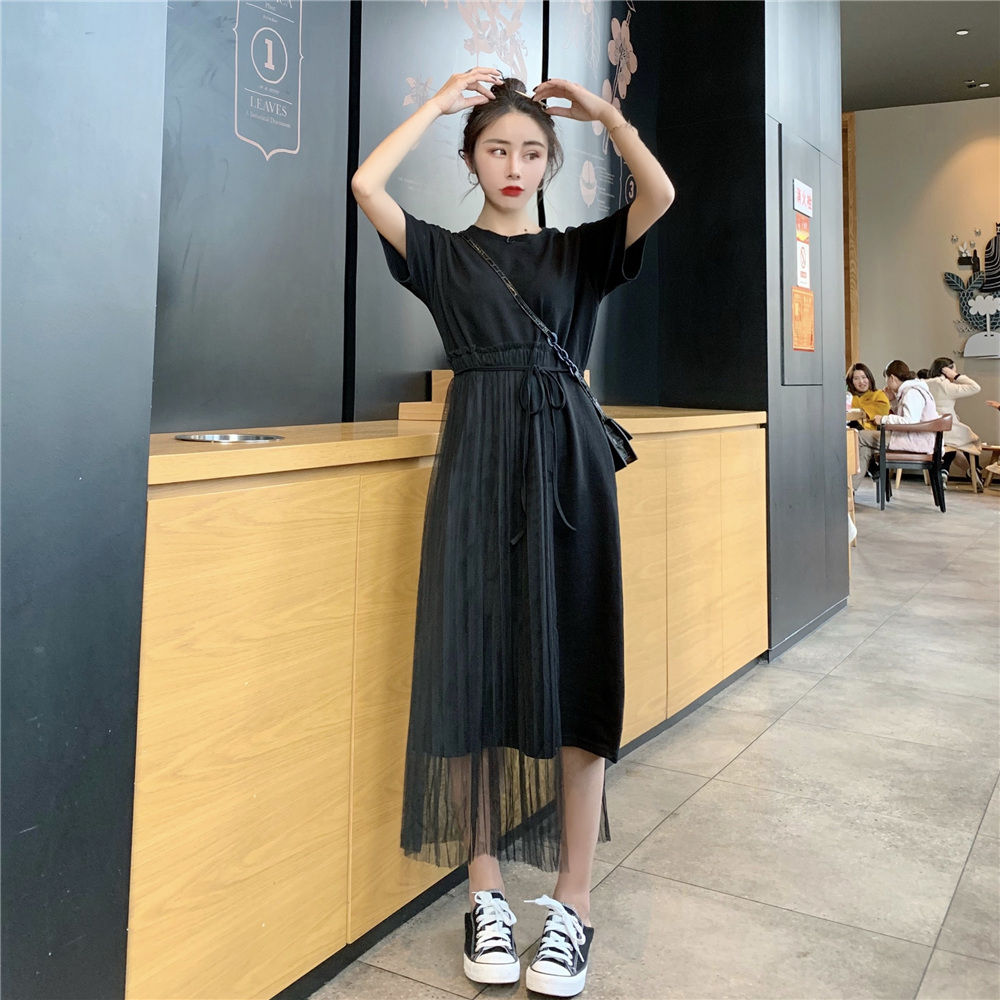 Long skirt super fairy quality stitching mesh dress women summer 2020 new Korean version of Red Fairy Dress for students
