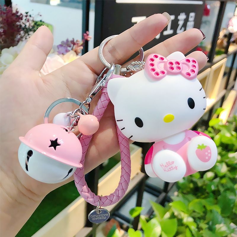 Cartoon couple key chain female Korean creative car bell small pendant cute bag key ring small gift