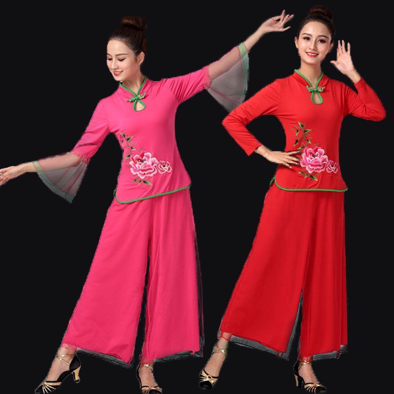 演出跳舞套装新款中老年秧歌服装扇子舞