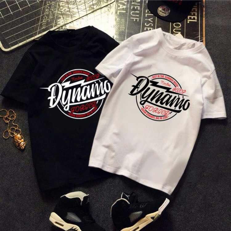 Summer boutique fashion brand couple short sleeve T-shirt for young boys half sleeve round neck loose Korean leisure bottoming shirt