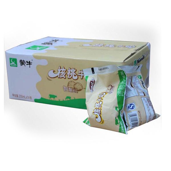 蒙牛塑料袋装纯牛奶/核桃/麦香味 200ml*16包无吸管日期持续更新