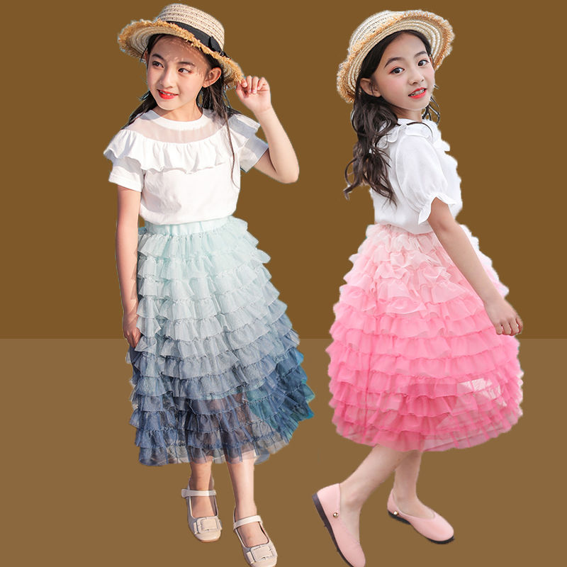 Children's clothing girls' skirts children's summer dress tutu skirt middle and big children's short skirt skirt spring and summer gauze skirt foreign style cake skirt