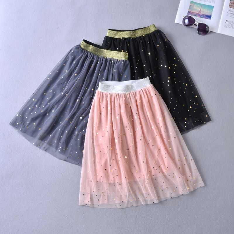 Girls' skirt children's long 2020 summer China University Children's Korean star sky skirt parent child dress gauze skirt mesh skirt