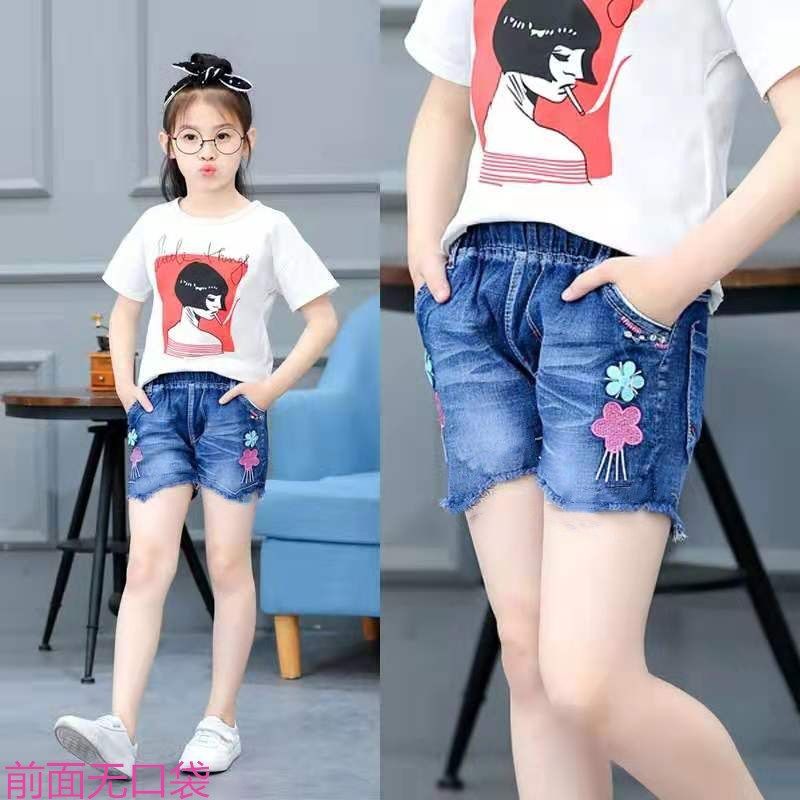 Girls' denim shorts children's Korean high waist loose hot pants 2020 new summer thin big girls' pants