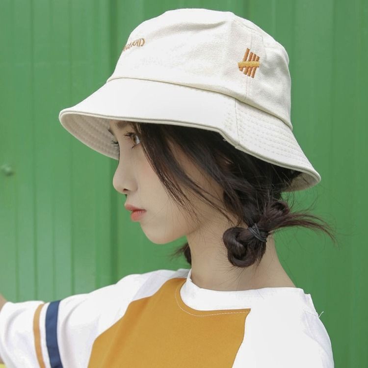 Fisherman's hat girl summer Japanese short hair Student Korean version versatile sunshade hat lovers travel sunscreen round face hat trend