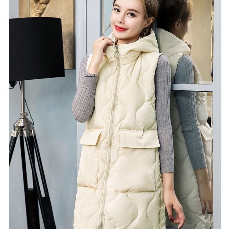 Women's cotton vest mid-length plus fat plus size autumn and winter Korean version of loose down cotton waistcoat padded clothes women's clothing
