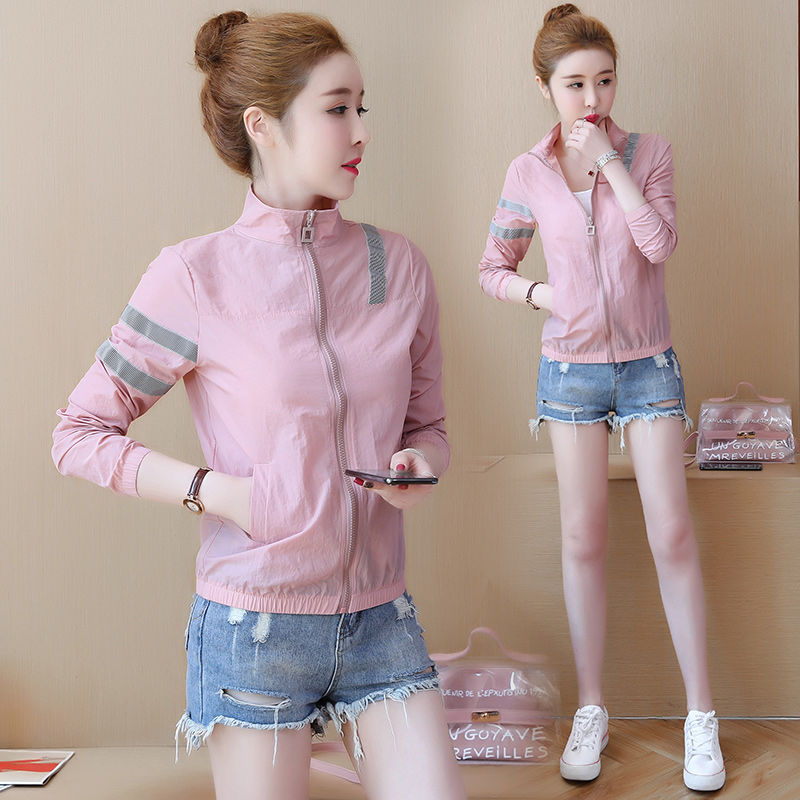 Sunscreen clothing women  spring and summer new Korean version of sunscreen clothing female anti-ultraviolet short thin jacket female student tide