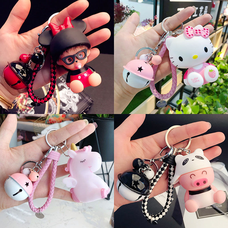 Creative ktcat lovers doll key chain female bell tassel key chain car bag key chain pendant cute