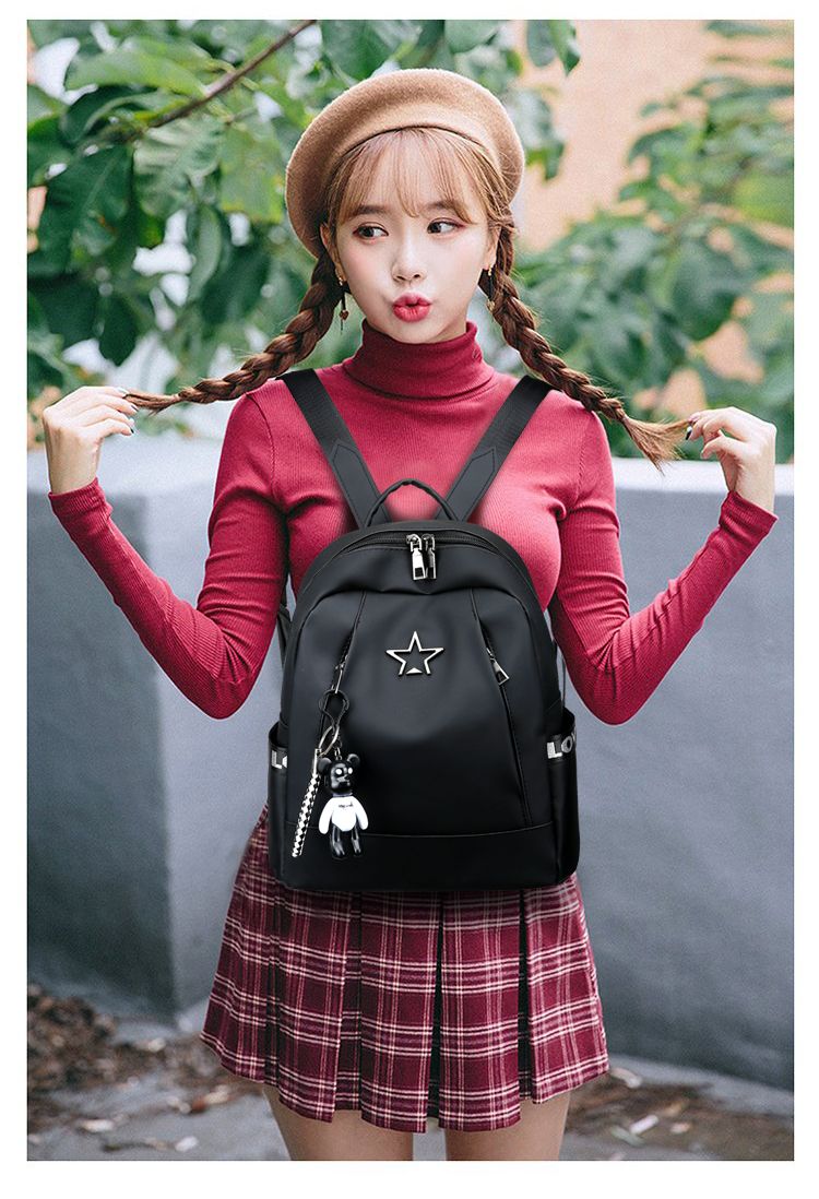 双肩包女韩版2020新款时尚百搭牛津布帆布包包学生书包迷你小背包
