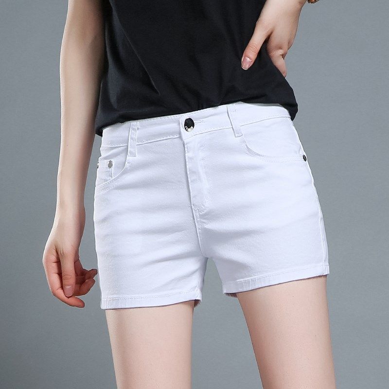 Denim shorts women's summer 2023 new Korean version slim elastic black shorts tight outerwear hot pants super