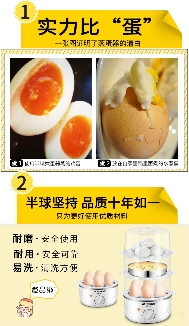 推薦精品 Peskoe半球三層蒸蛋器定時豪華版煮蛋器安全自動斷電 露天拍賣