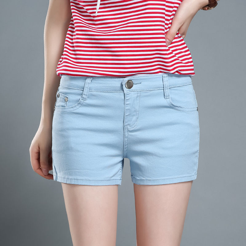 Denim shorts women's summer 2023 new Korean version slim elastic black shorts tight outerwear hot pants super