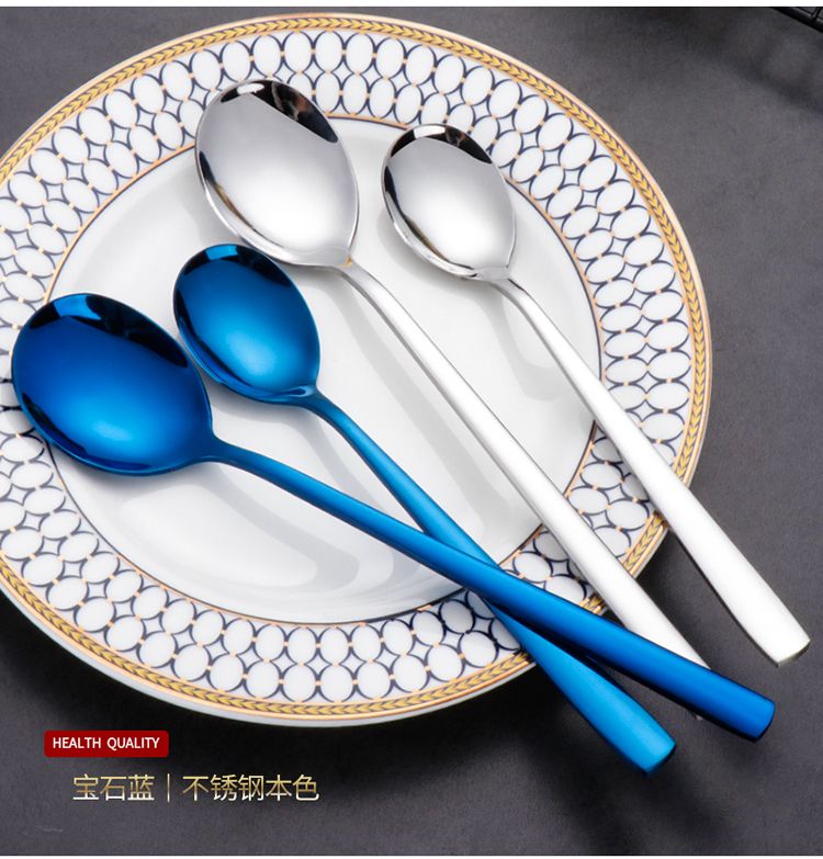 2-4支装韩式勺子不锈钢家用创意大号长柄勺可爱成人吃饭主餐汤勺