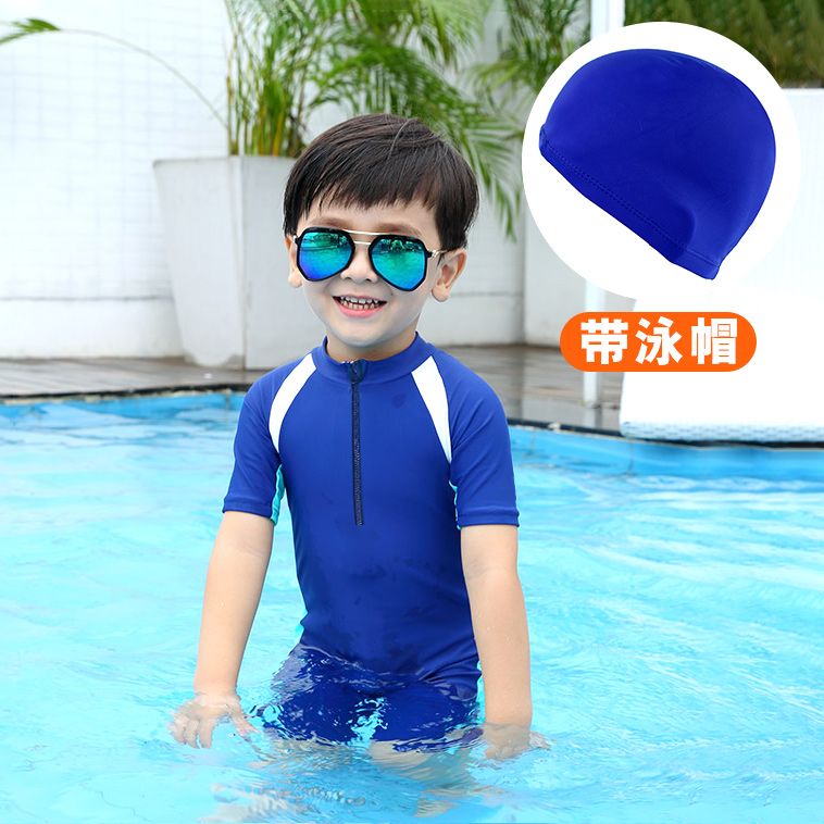 Children's swimsuit female sunscreen girl's one piece short sleeve swimsuit boy's swimming trunks diving suit