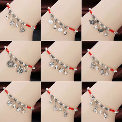 [buy one get one free] Korean version simple fashion Anklet Bracelet students' lovers' best friend men and women hand woven red rope