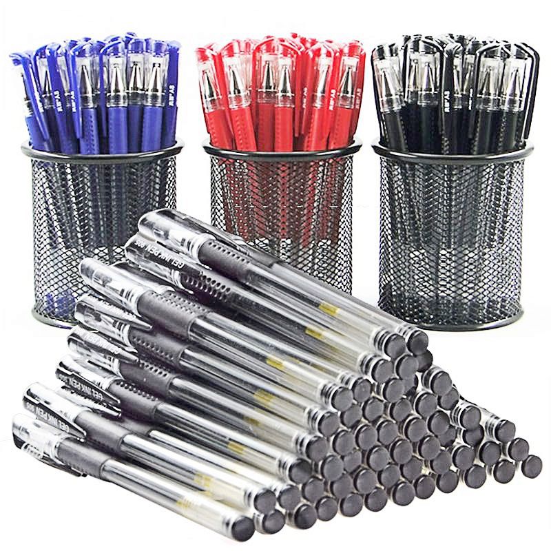 【送笔筒】学生欧标中性笔0.5子弹头笔芯黑红蓝色水性写字签字笔