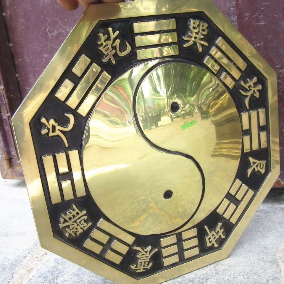 风水铜器纯铜太极八卦镜凸鱼 凸镜镇宅辟邪家居装饰品