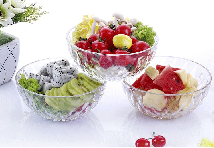 网红加厚吃饭小碗餐具透明玻璃水果甜品沙拉碗大号学生家用套餐碗