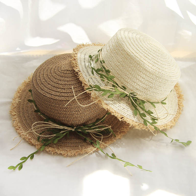 2019 straw hat female rattan bow sun hat summer hat sunshade Beach Hat outdoor sunscreen parent child hat
