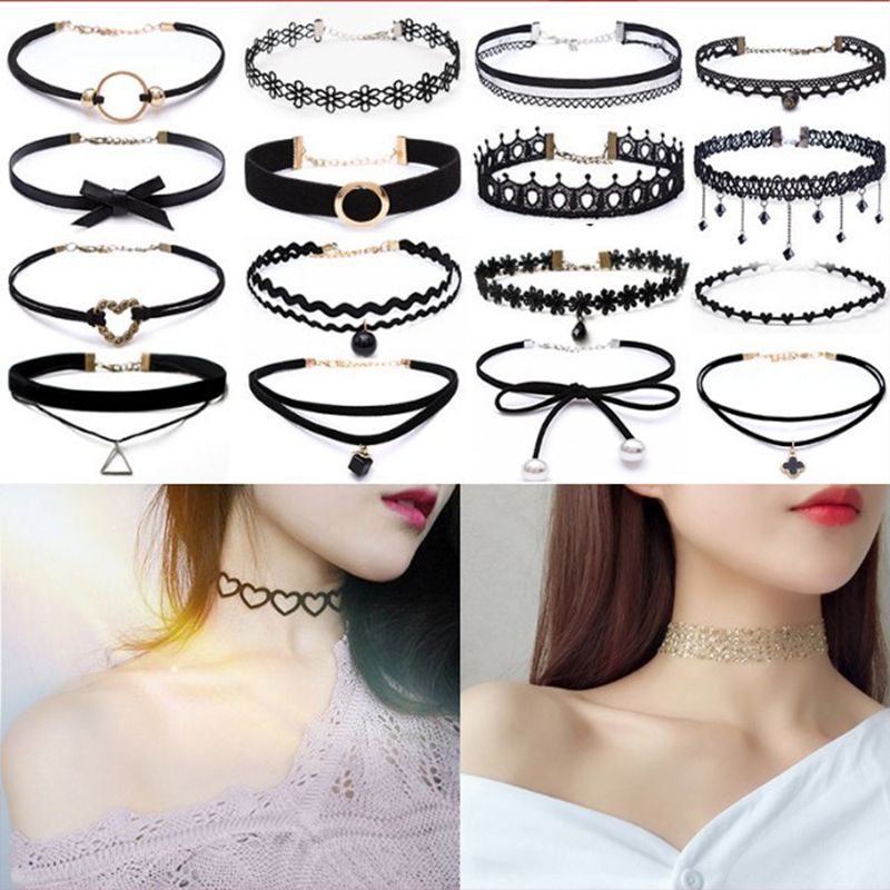 Korean version versatile Choker Necklace female student clavicle chain short neckband fashion accessories collar neck chain lace