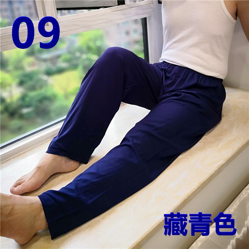 Summer men's cotton silk pants, solid color cotton silk pajama pants, home pants, enlarged and fat artificial cotton silk pants, free shipping