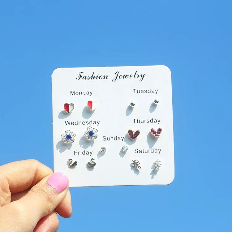 [7 pairs of small stud earrings] Internet celebrity Korean version hypoallergenic pearl female student personality simple and versatile temperament jewelry