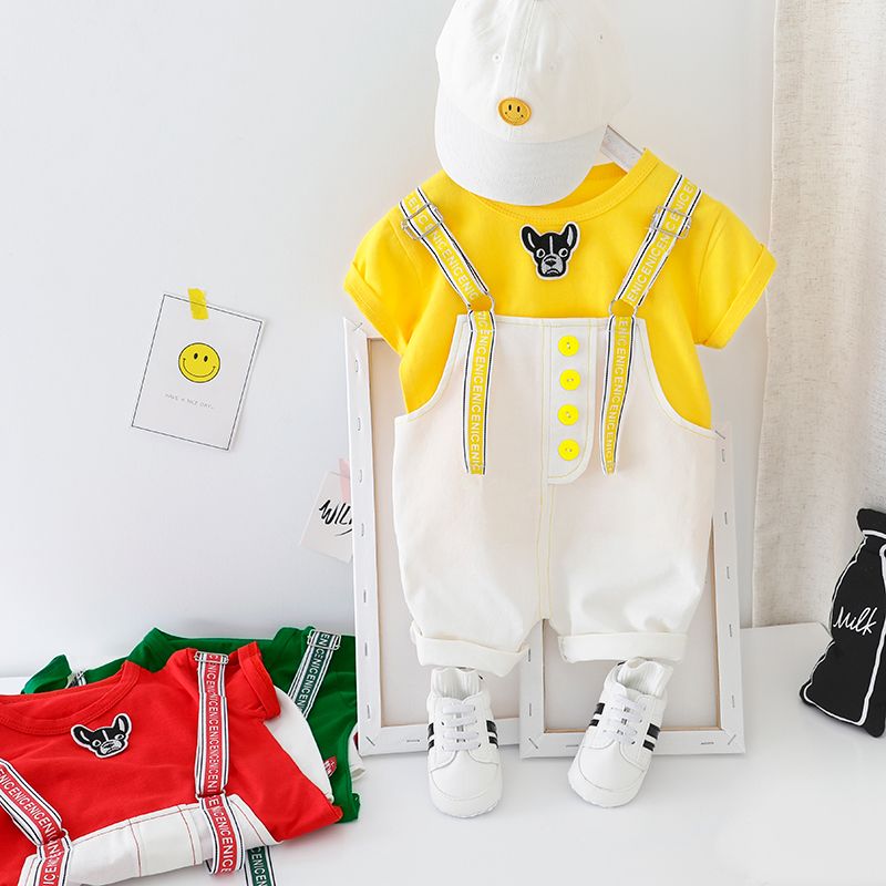 Children's wear men's baby summer wear suspender suit 0-1-2-3-year-old Baby Short Sleeve summer girls' fashionable clothes 4