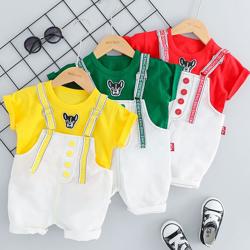 Children's wear men's baby summer wear suspender suit 0-1-2-3-year-old Baby Short Sleeve summer girls' fashionable clothes 4