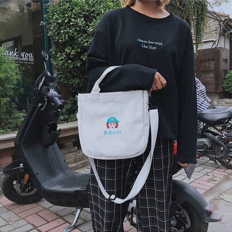 新款帆布包女學生韓版斜挎單肩包原宿日系小包包女簡約手提小方包