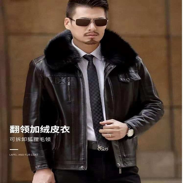 特价清仓海宁男装绵羊皮衣中年男士皮夹克中老年绵羊爸爸皮外套男