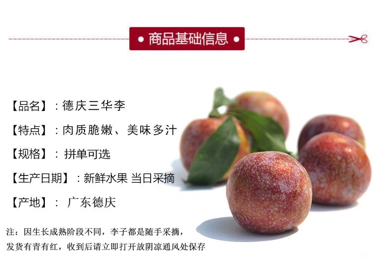 【顺丰包邮】当季新鲜水果李子广东红心三华李1//5斤酸甜孕妇开胃
