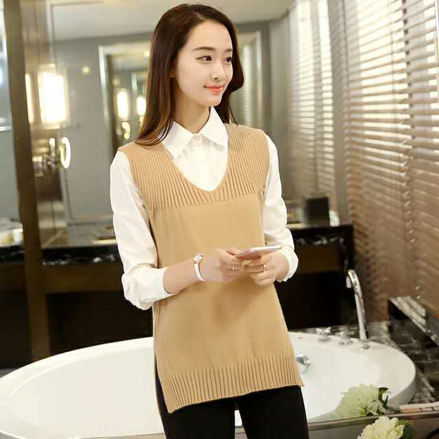 New solid color vest for women's Pullover
