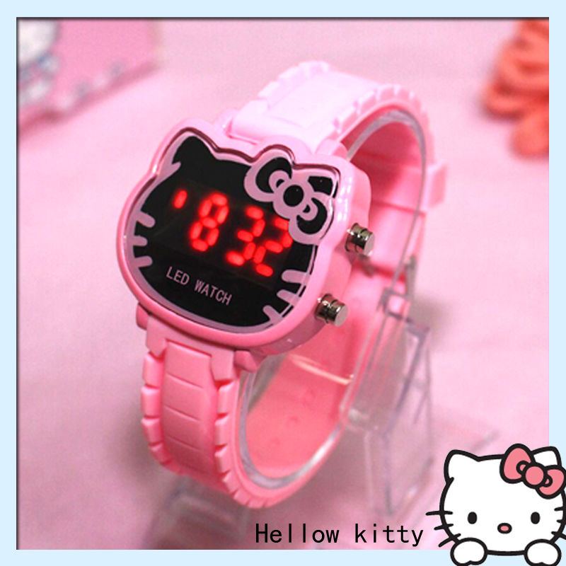 Girls' cute LED luminous cute diamond inlaid Hello watch LED electronic girls' children's Watch