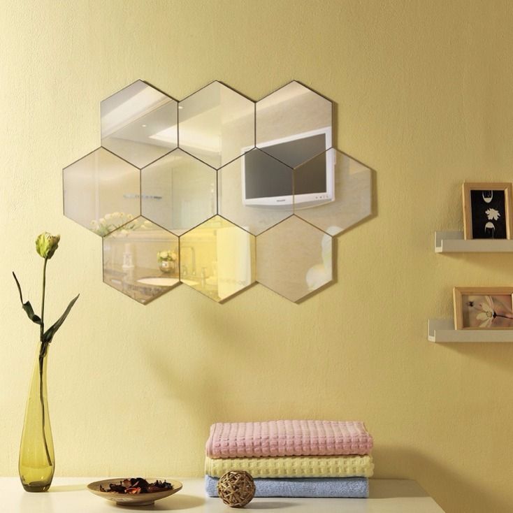 Frameless Hexagonal Glass Stitching Test Shirt Mirror Paste Glass Stitching Test Shirt Mirror Paste