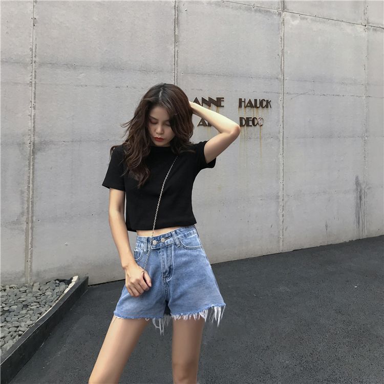 Girls' summer short tight-fitting t-shirt students' self-cultivation solid color short-sleeved boudoir honey dress different sisters' summer dress