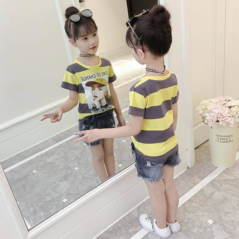 【两件装】女童短袖T恤夏装韩版儿童时髦洋气打底半袖小女孩上衣