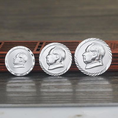 43259/毛泽东胸章诞辰纪念像章990纯银毛主席胸针伟人头像红色礼品徽章