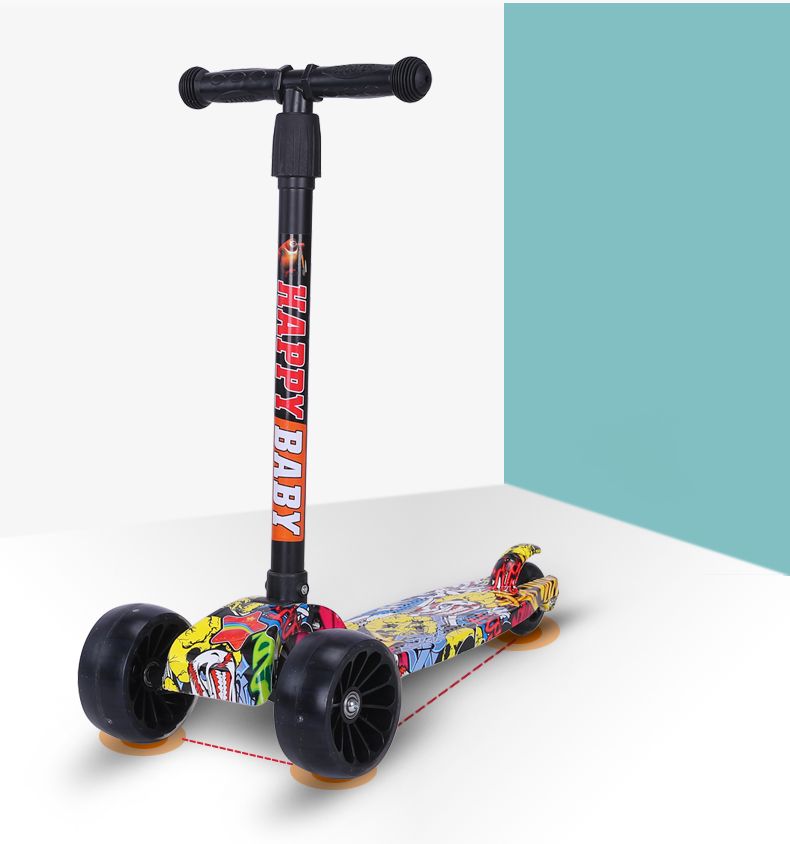滑板车儿童折叠2-8岁男女孩3四轮闪光溜溜车带音乐踏板单脚滑滑车ZZX